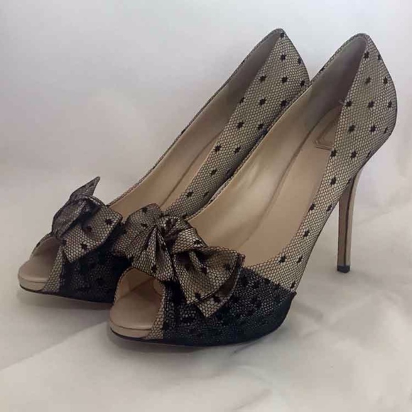 Christian Dior Bow Front Open Toe Platform Heel - Picture 1 of 5
